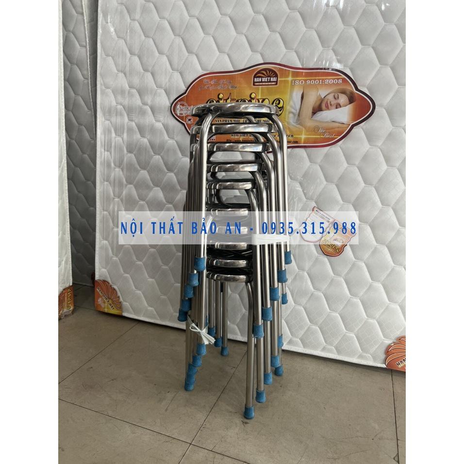 Bộ bàn ăn inox 1m2 kèm 10 ghế inox chân cao