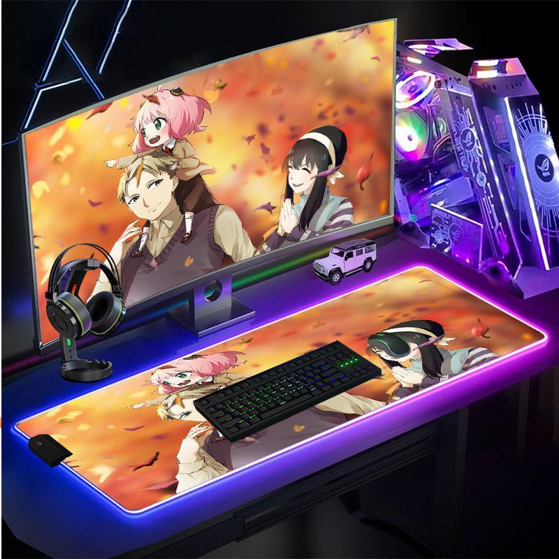 Giá thấp nhất cao su tự nhiên rgb chuột phát quang pad máy tính bàn pad anime spy play house LED ánh sáng ma thuật hướng dẫn sạc không dây