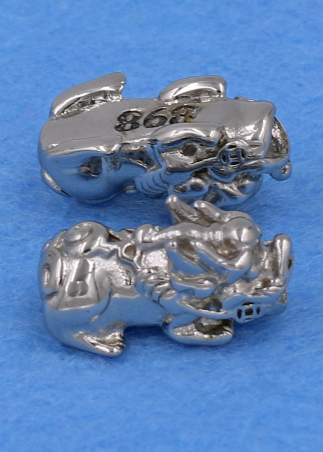 Vòng tay đá White Howlite 12 ly - cẩn Tỳ Hưu inox bạc VWHLTHT12 - hợp mệnh Kim, mệnh Thủy