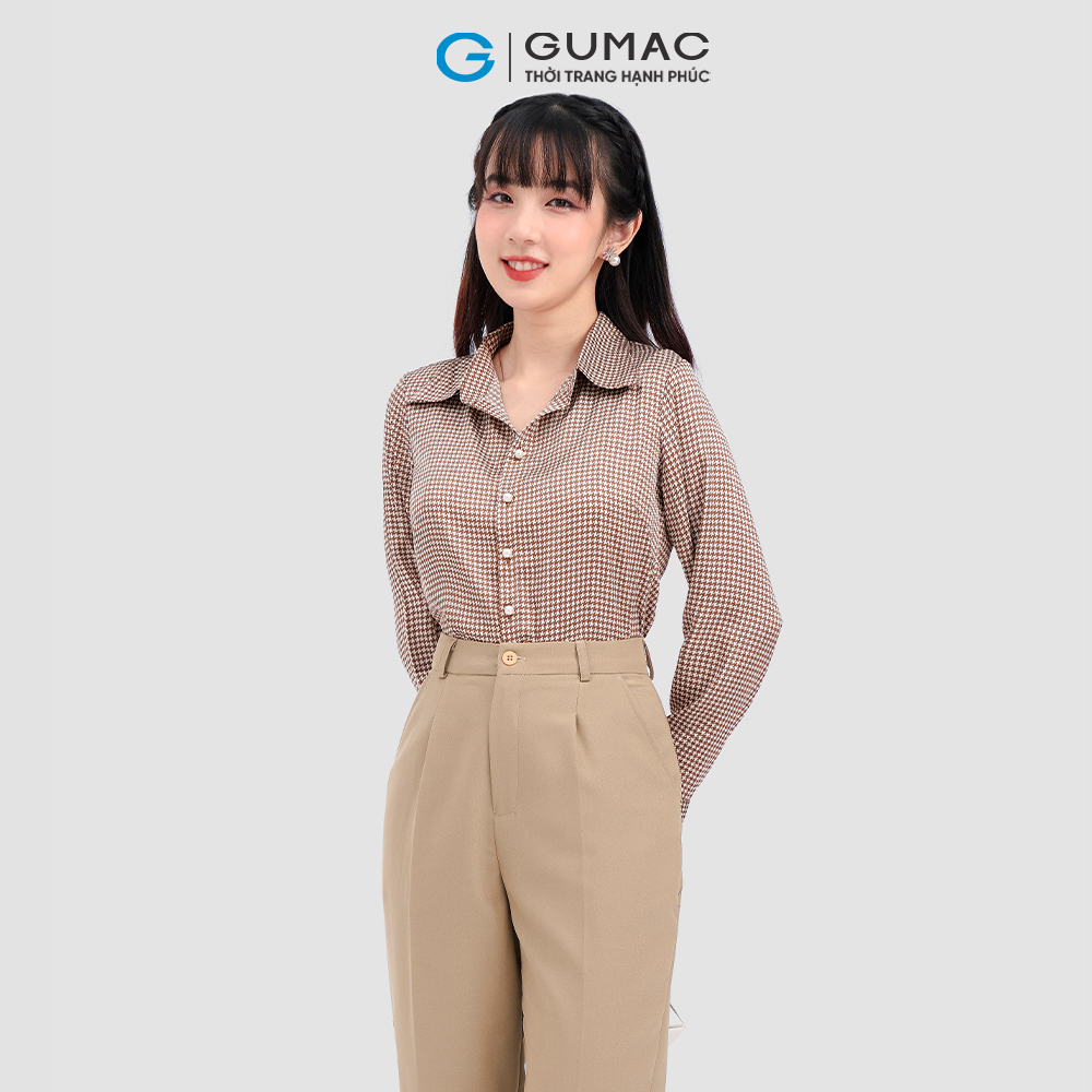 Áo sơ mi nữ GUMAC LA1008 họa tiết công sở