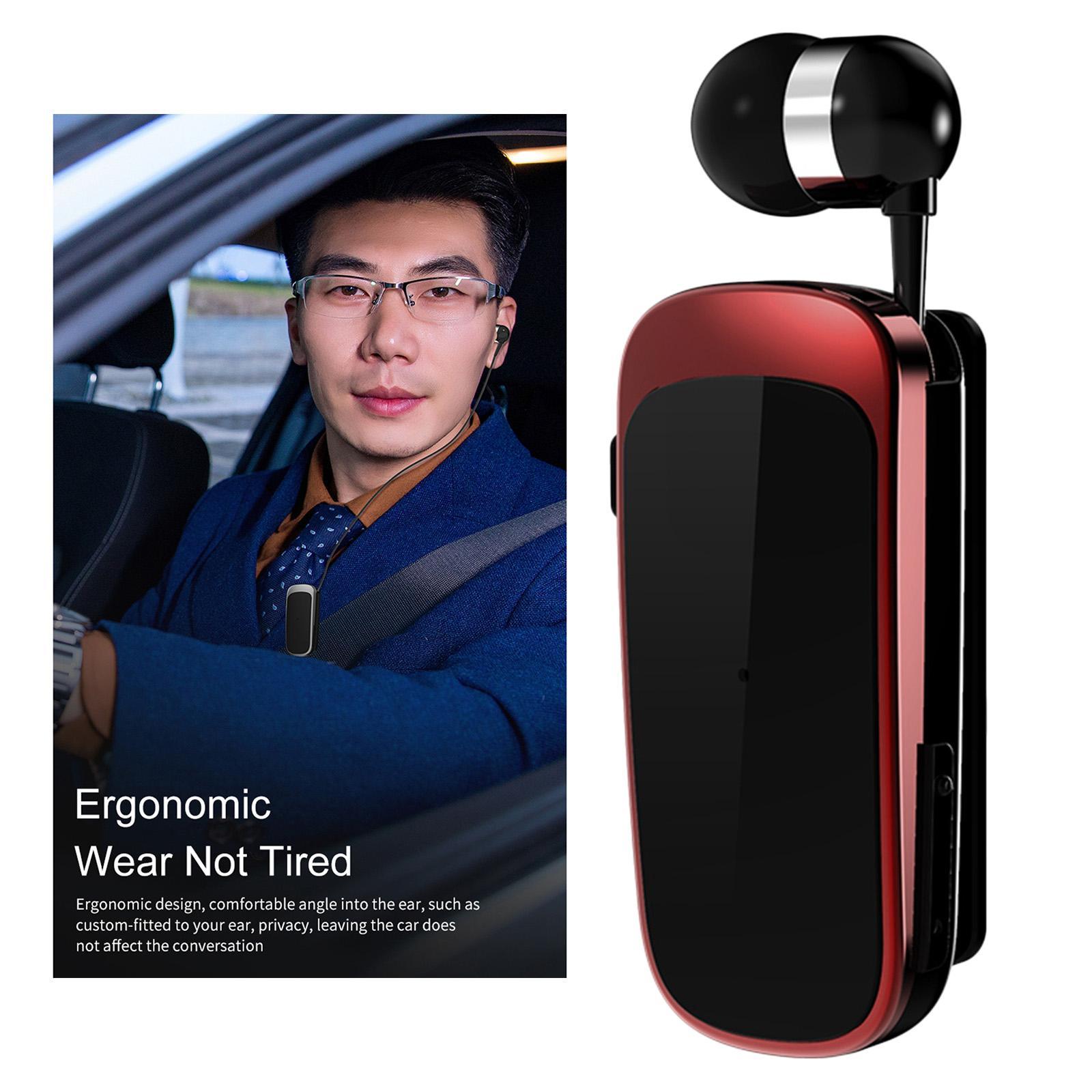 2X  K52 Retractable Wireless Bluetooth Headset Business Earphone Clip