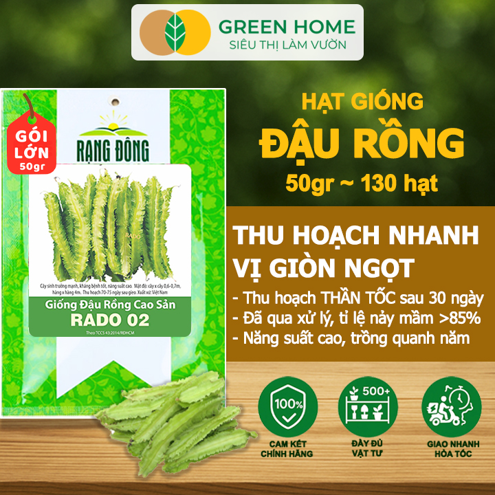 Hạt Giống Đậu Rồng Green Home, GÓI 50GR, Dễ Trồng Quanh Năm, Nảy Mầm Cao, Thu Hoạch Nhanh T46