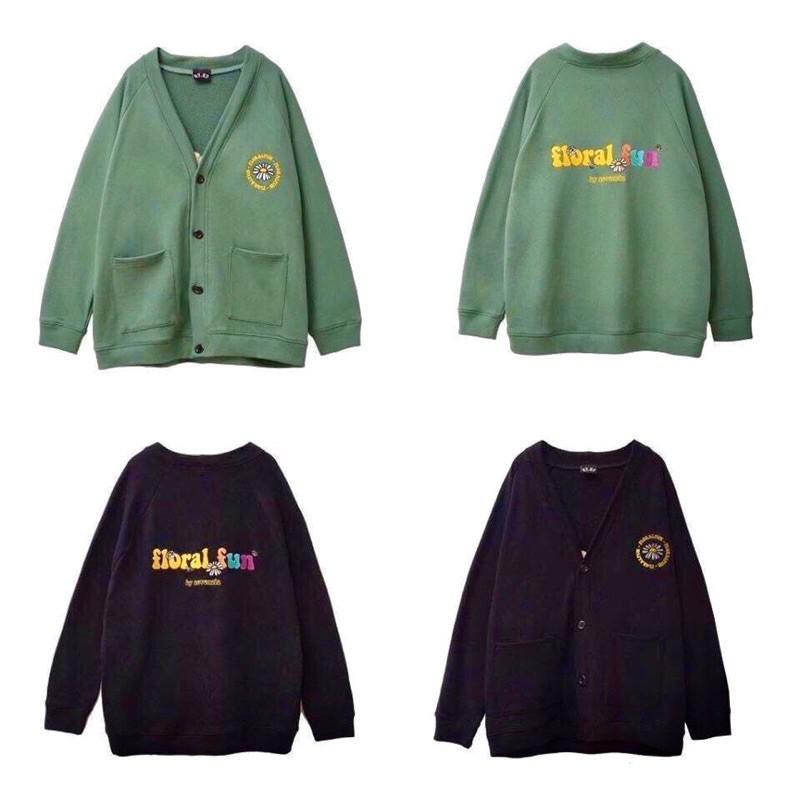 Áo khoác nỉ cardigan unisex Nút Fun phong cách ulzzang Wind