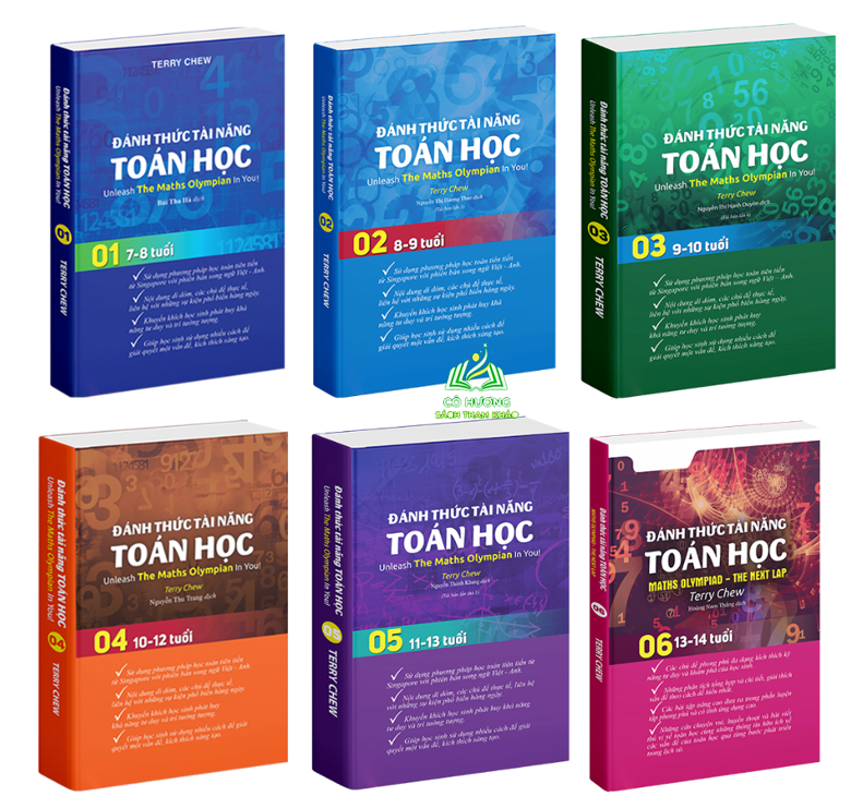 Combo Sách Đánh thức tài năng toán học Sách toán lớp 1 đến lớp 8 Bìa mềm 6 cuốn 