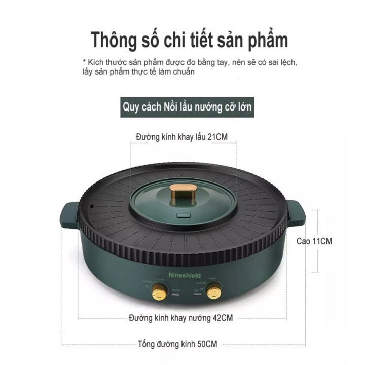 Nồi Lẩu Nướng Đa Năng 2 IN 1 Siêu Tiện Lợi, Công Suất 1350W- Hàng Chính Hãng