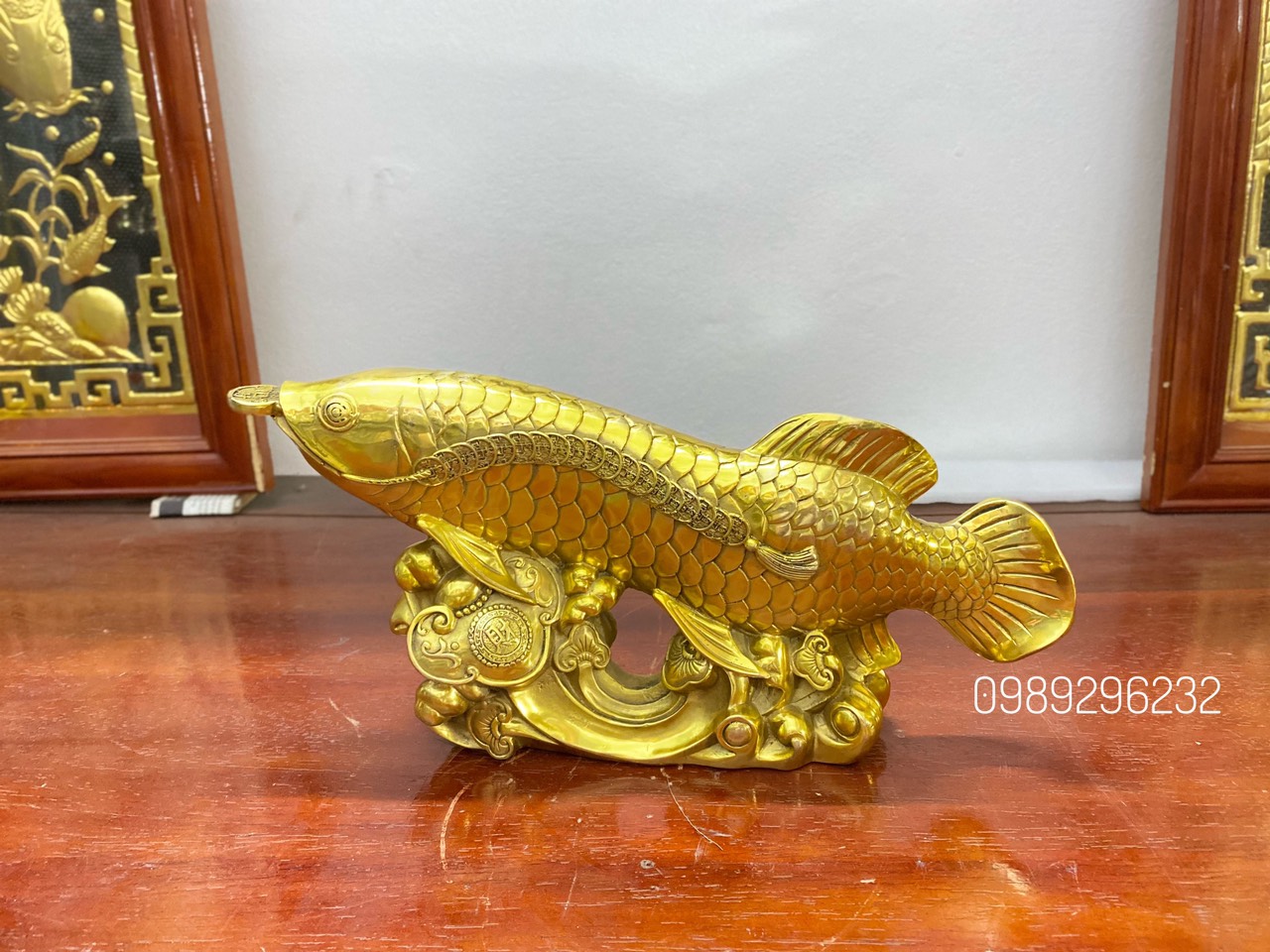 Tượng cá Kim Long - cá Rồng phong thuỷ bằng đồng vàng