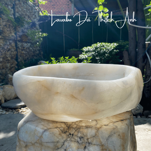 Lavabo đá thạch anh NHASAN RM04 nặng 21kg, kích thước (40 x 37 x 15 cm)