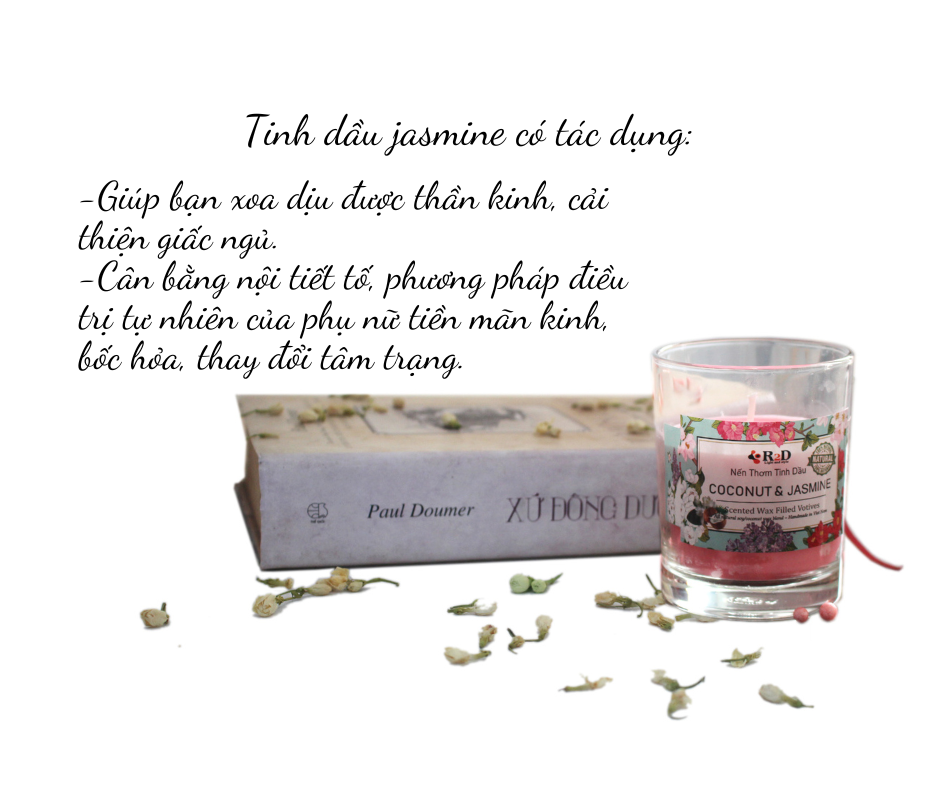 Nến Thơm, Tinh Dầu Coconut-Jasmine, Nến Thơm Thư Giãn , Chính Hãng Từ Thương Hiệu R2D, Thành Phần Tự Nhiên, Lành Tính.
