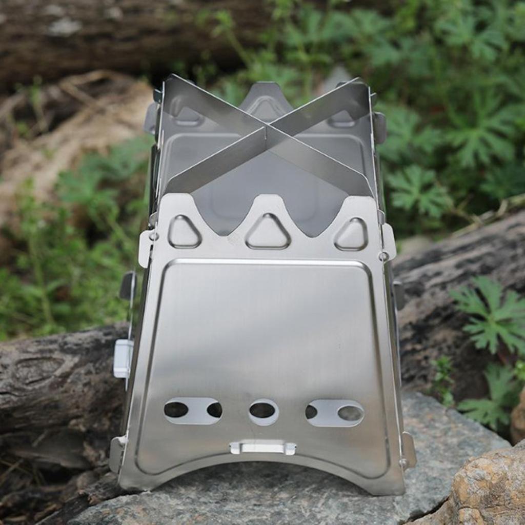 Portable Stainless Steel Camping Hiking Wood Stove Charcoal Burner L
