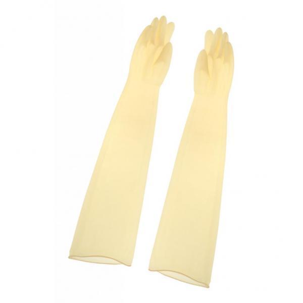 2x1 Pair 70cm Industrial Anti Acid Alkali Rubber Gloves Yellow 700x160x1.0mm
