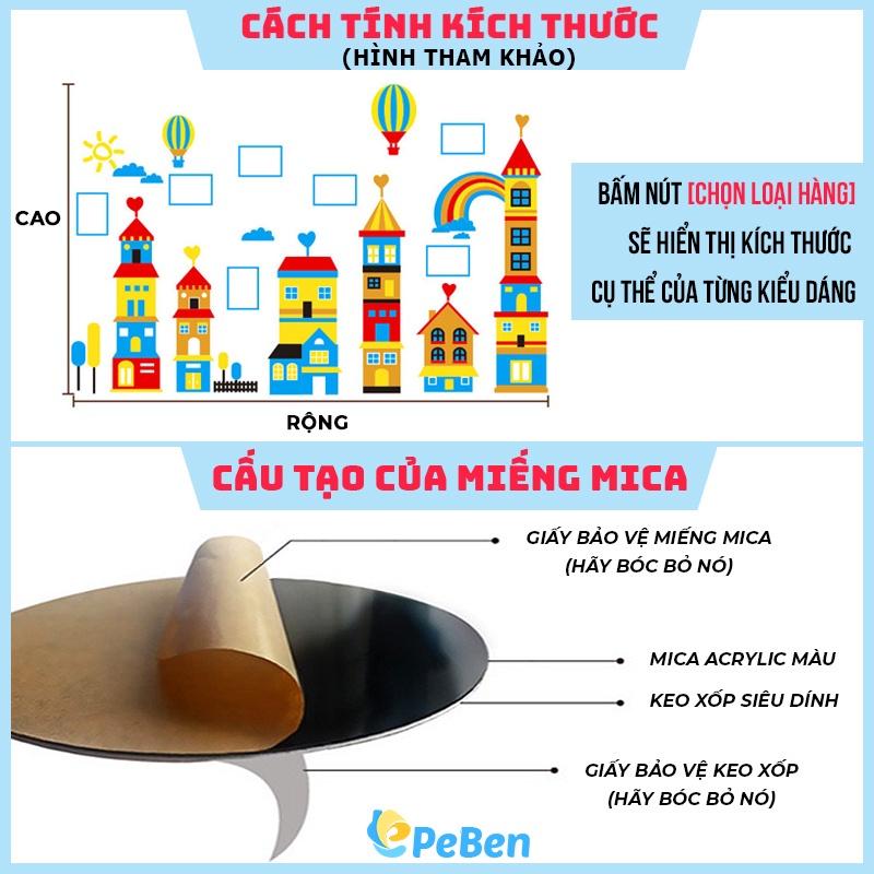 Tranh dán tường mica 3d decor khổ lớn cô bé cùng gấu trúc chơi thả diều trang trí mầm non, mẫu giáo, phòng cho bé