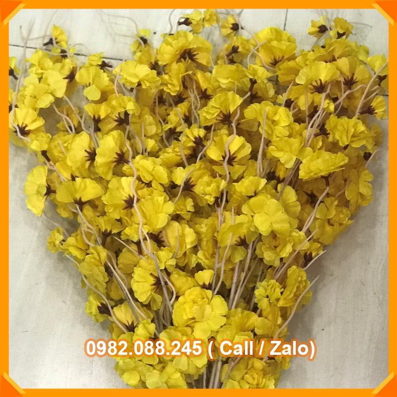 1 cành hoa đào hoa mai giả dài 1m có 5 nhánh nhỏ