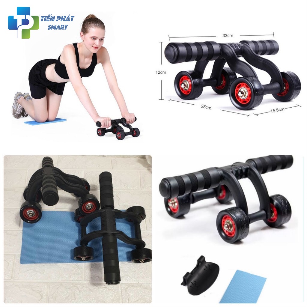 Con Lăn Tập Cơ Bụng 4 Bánh Chính Hãng