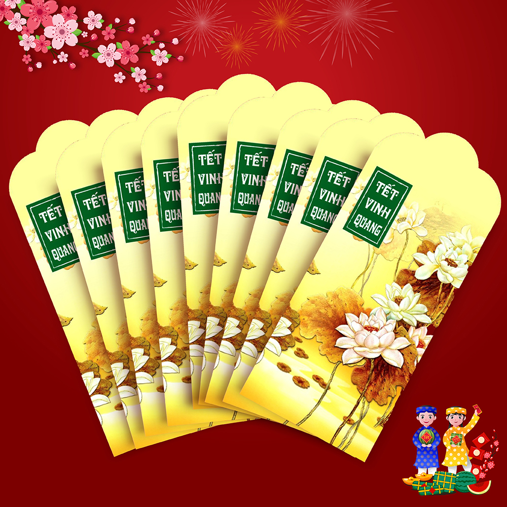 Combo 10 Bao Lì Xì Tết Quý Mão 2023 Cao Cấp - Chúc Năm Mới Trọn Vẹn Yêu Thương, Phát Tài Phát Lộc / Mã Số 15 Lgn