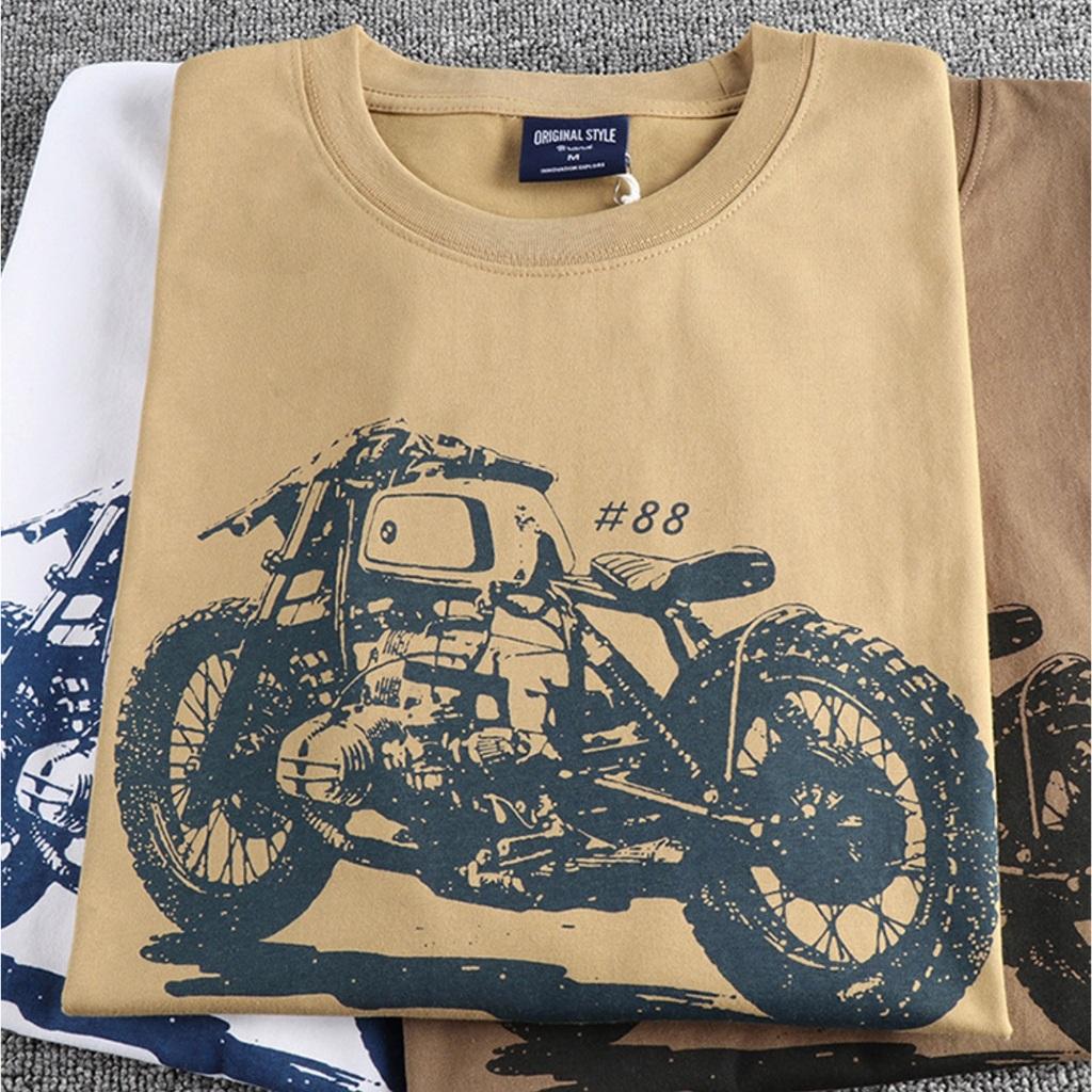 Áo thun phong cách Retro_Biker_dã ngoại - Nâu