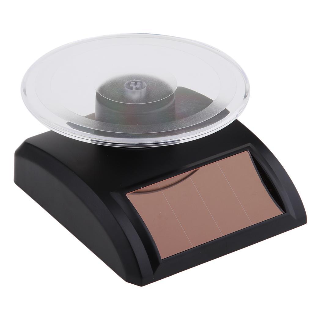 2 Pieces Mini Solar Powered Turntable Rotating Display Stand Jewelry Phones