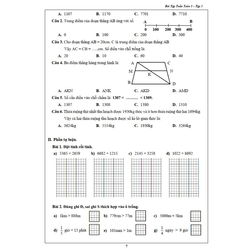 Bài Tập Tuần Toán 3 - Tập 2