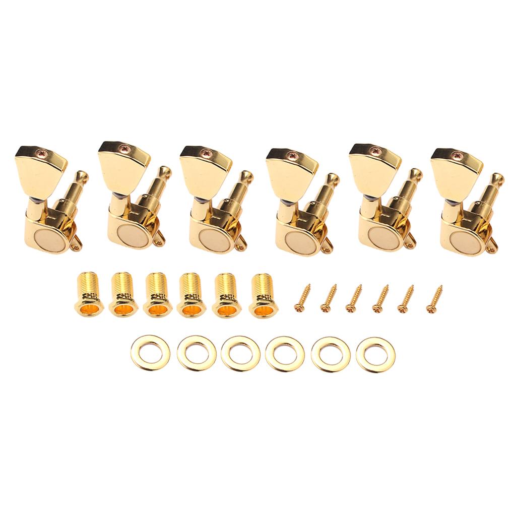 Sunnimix 6 Miếng 3R + 3L Đàn Guitar Chỉnh Chốt Chỉnh Âm Với Ferrules Ốc Vít Máy Giặt Cho LP Đàn Guitar Điện Phần Vàng