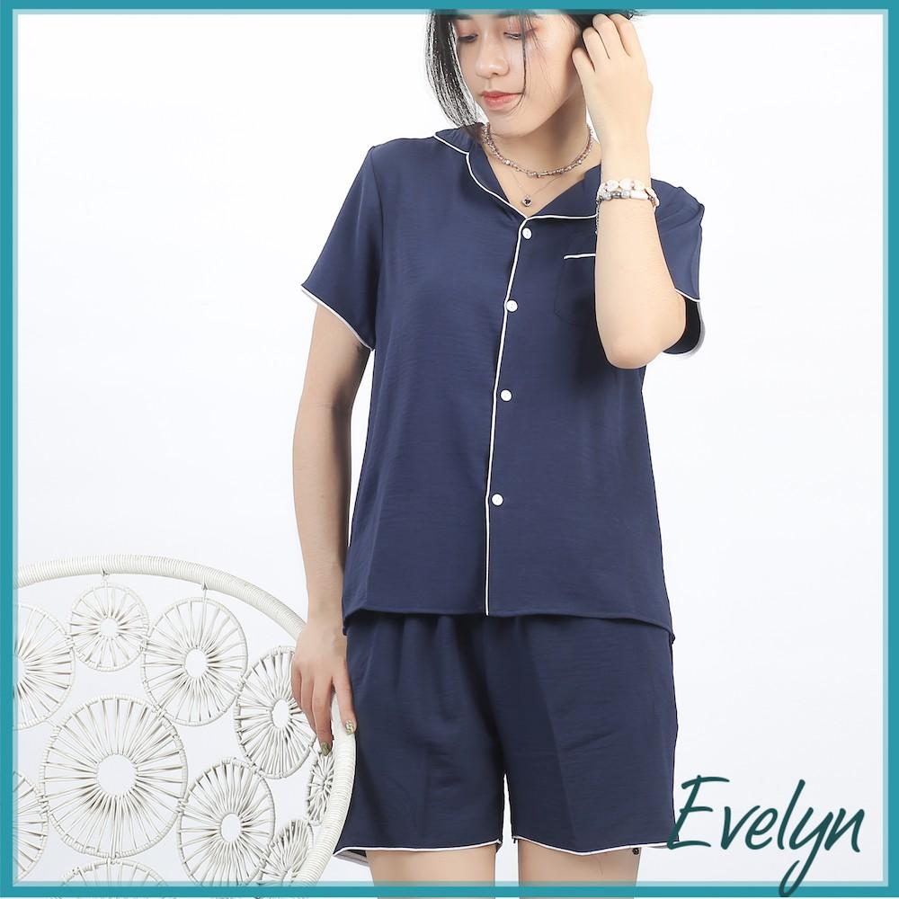 Bộ mặc nhà nữ mùa hè pijama đồ ngủ nữ Evelyn chất đũi mát kiểu dáng basic