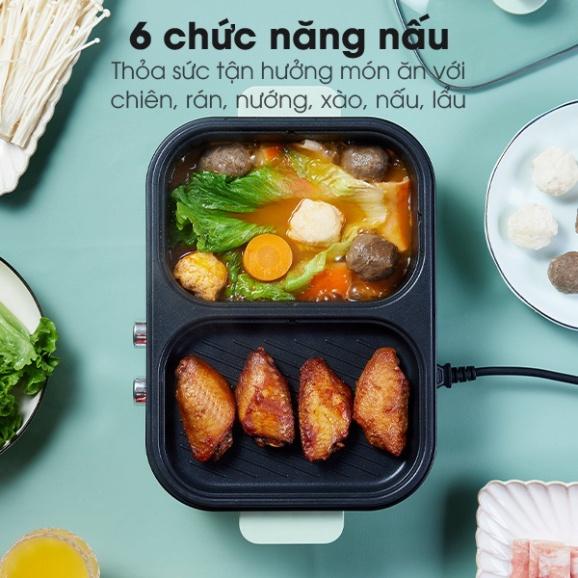 HOẢ TỐC -  Nồi lẩu nướng điện đa năng mini 2in1 SAMONO SW-MCG1L - Hàng chính hãng