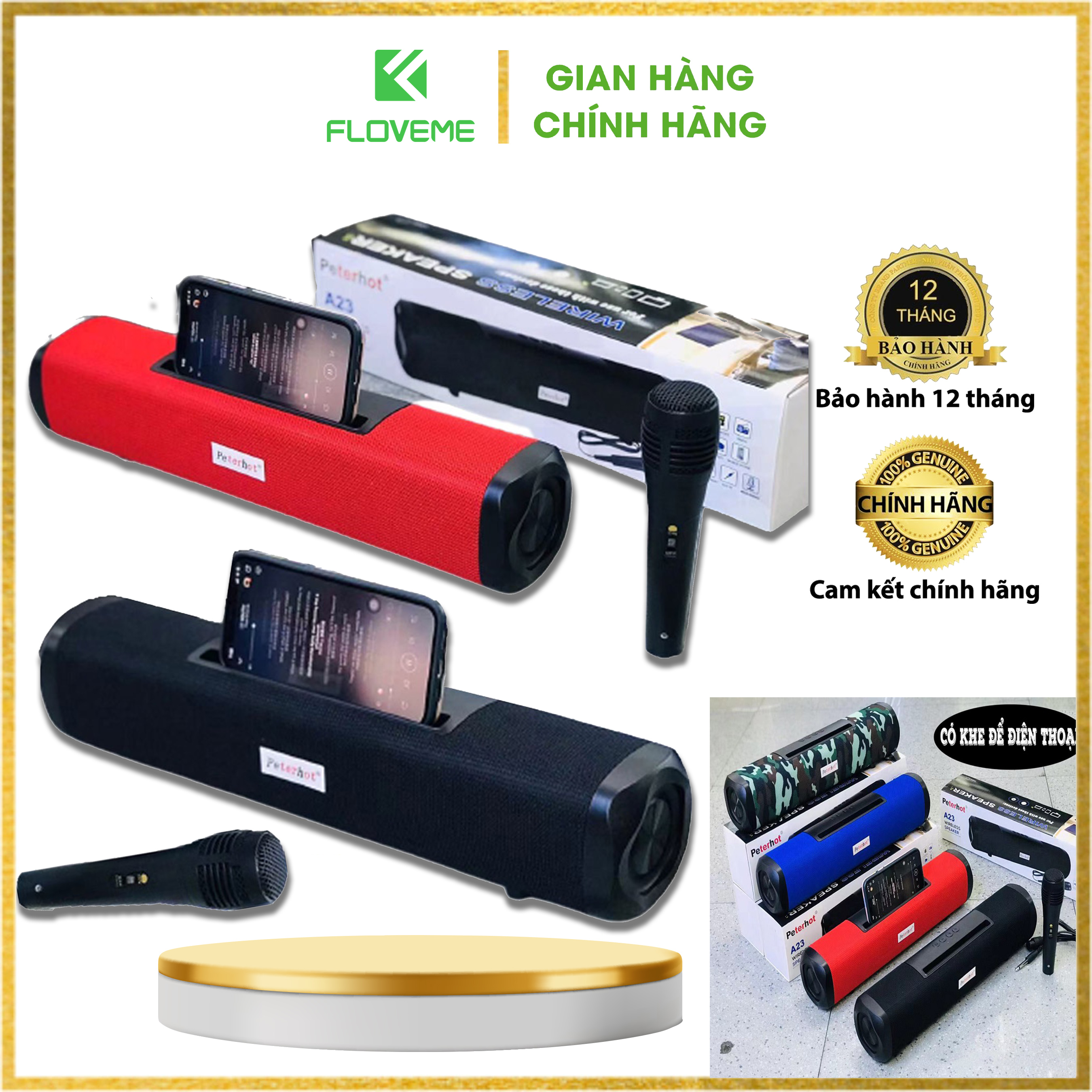 Loa bluetooth karaoke mini FLOVEME A23 công suất lớn Loa không dây có mic âm thanh siêu hay bass khỏe Bảo hành 1 năm - Hàng chính hãng