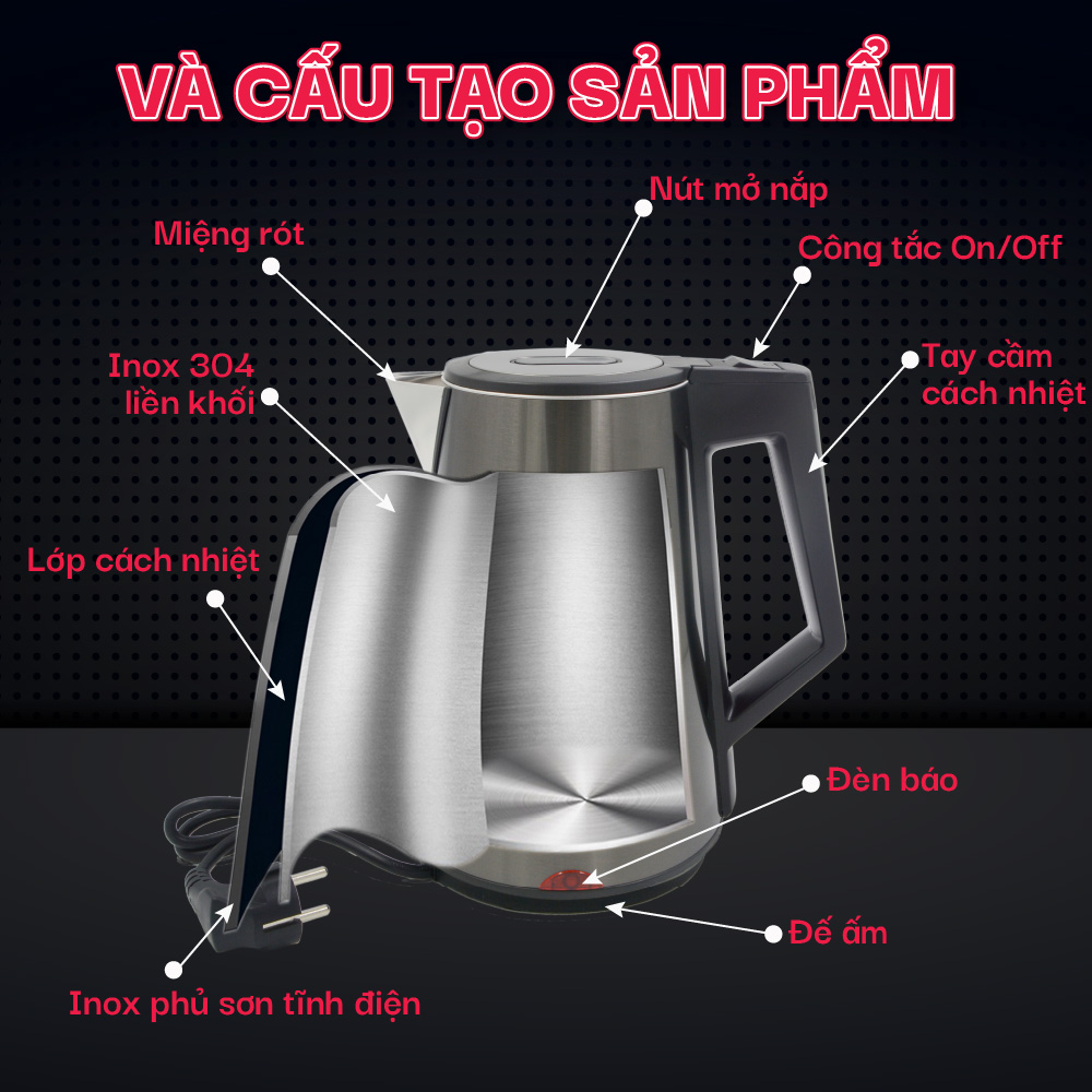 Ấm siêu tốc không vi nhựa La gourmet 1,7L - 359636