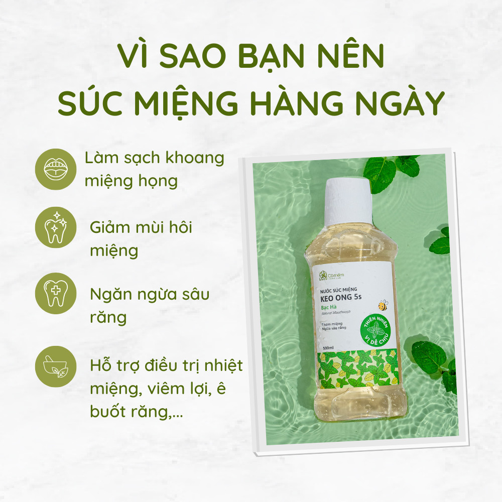 Nước Súc Miệng Hỗ Trợ Giảm Hôi Nhiệt Miệng Ngừa Sâu Răng Hiệu Quả Dùng Được Cho Người Lớn Và Trẻ Nhỏ Cỏ Mềm 500ml