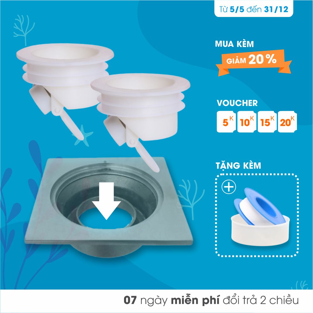 Combo 2 Nắp Chống Mùi Hôi Cống ECODEALS kèm Băng keo cao su non - Ngăn Mùi Thoát Sàn, Ngăn Côn Trùng, Chống Trào Ngược, Không cản trở dòng chảy, không kẹt rác