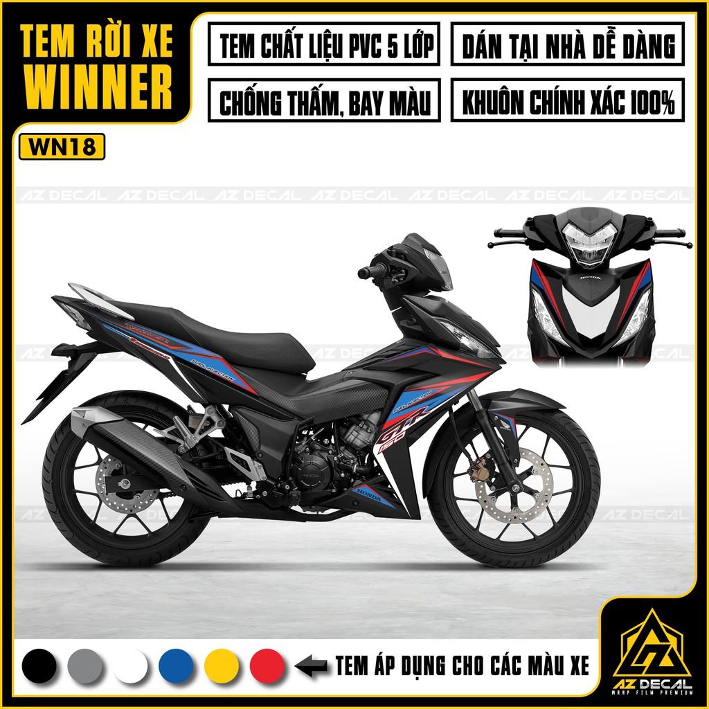 Tem Rời Dán Xe Winner V1 / 150 Mẫu GTR | WN18 | Decal Chế Xe Chất Liệu PVC Chống Nước, Chống Bay Màu - Đỏ Xanh Trắng