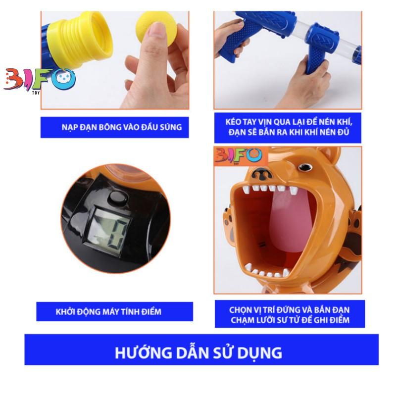 Bộ đồ chơi bắn bóng bông hình cá sấu, gấu nâu, vịt vàng vui nhộn cho bé ( Tặng kèm bóng bông)