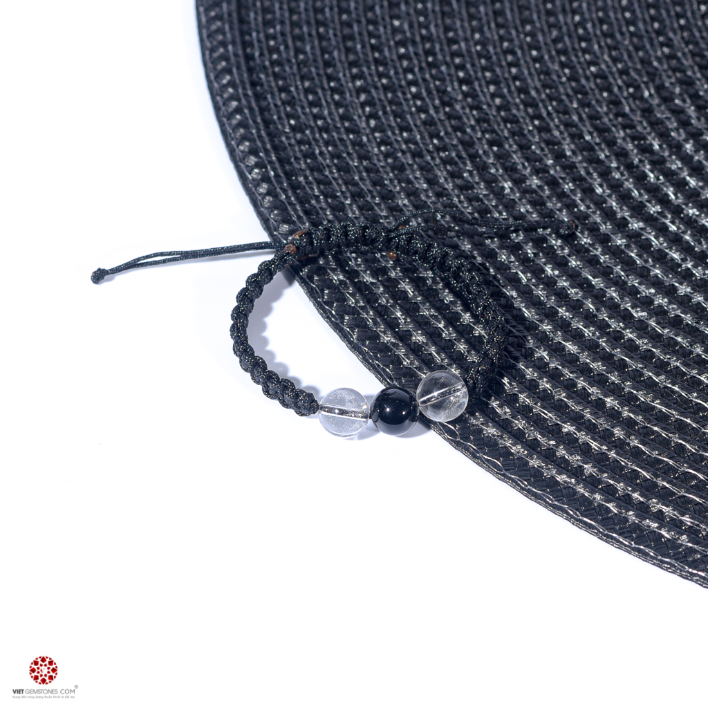 Vòng tay Mala Obsidian phối Thạch anh trắng Hợp mệnh Thủy, Kim, Mộc | VietGemstones