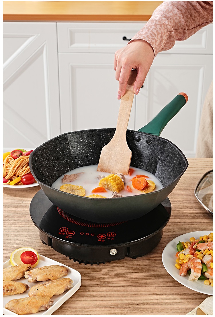 Chảo Đun Bếp Từ Siêu Chống Dính,Chất Liệu Thép Hợp Kim Cao Cấp,Thiết Kế Sang Trọng,Đáy 3 Lớp-Size 32cm,Lòng Sâu 10cm