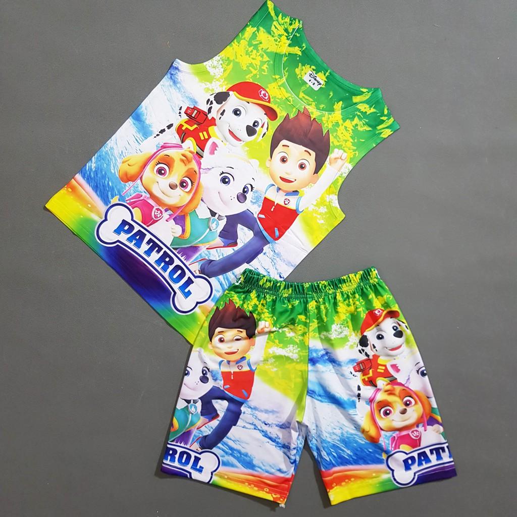 Bộ thun cotton lạnh mát rượi in hoạt hình Paw patrol biệt đội cứu hộ