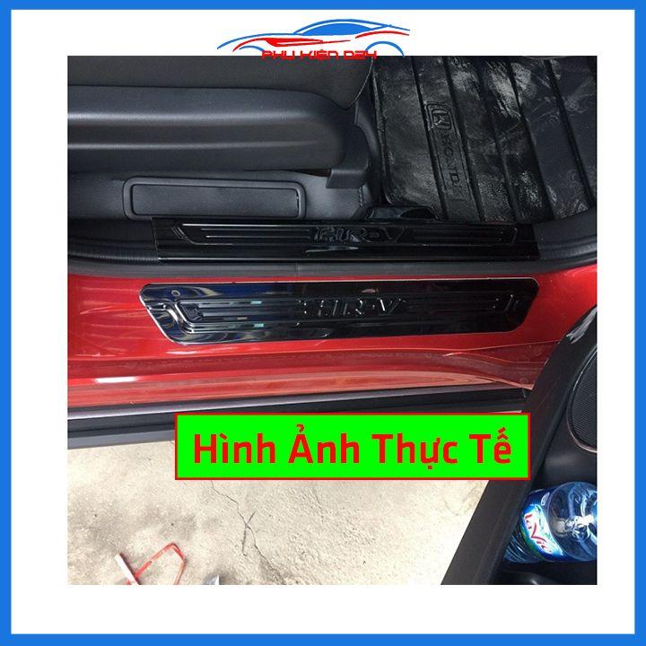 Bộ ốp bậc cửa trong ngoài nẹp bước chân HR-V 2018-2019 vân Titan chống trầy trang trí xe