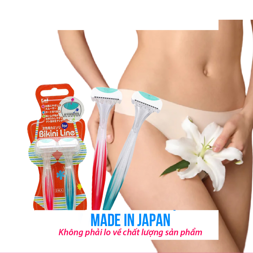Set 02 chiếc Dao cạo vùng kín Kai Bikini Line - Hàng nội địa Nhật Bản