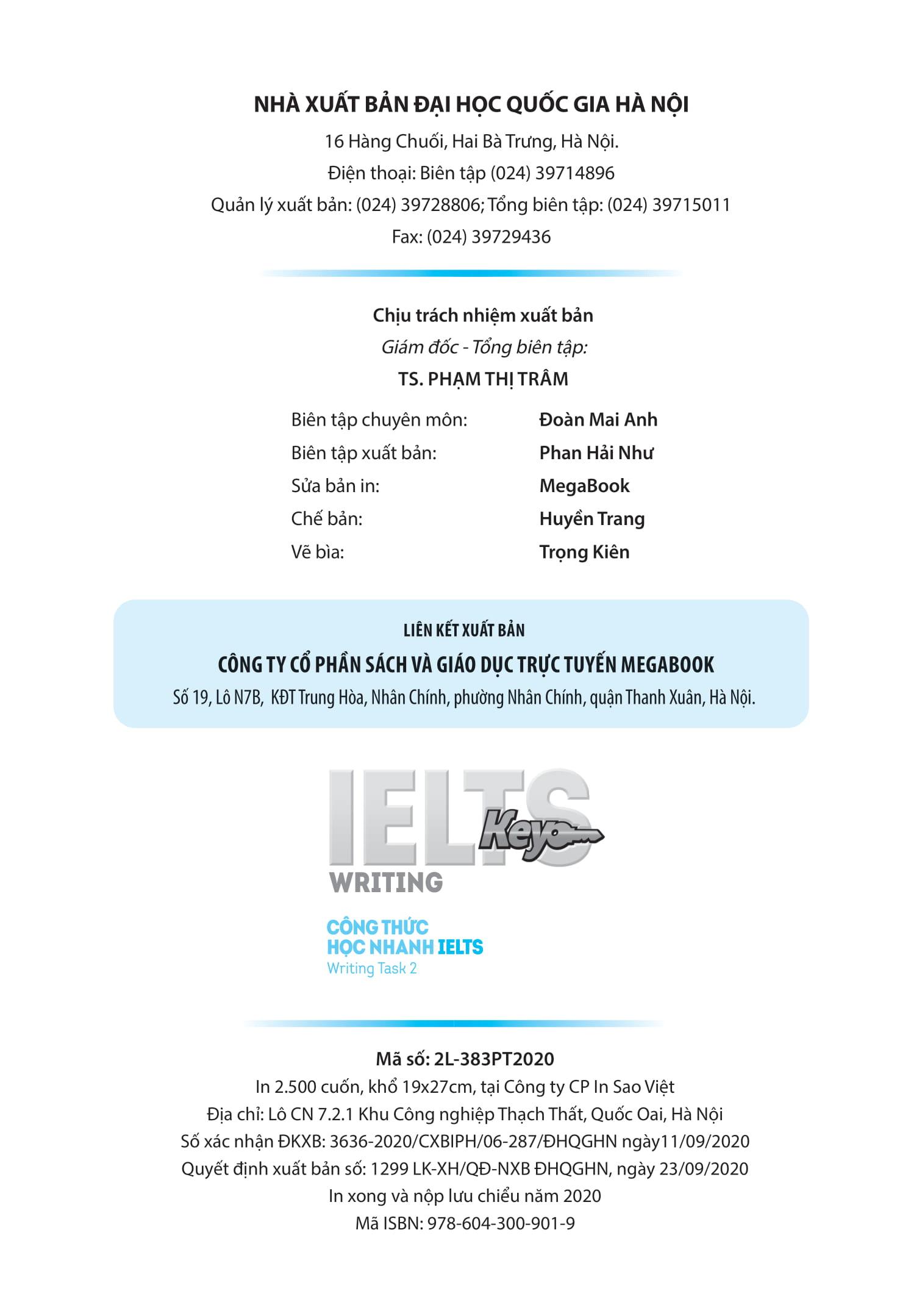 Sách IELTS Key Writing - Công Thức Học Nhanh IELTS - Writing Task 2