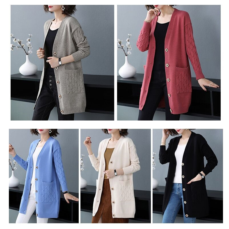 Áo len cardigan dáng dài len mềm phong cách Hàn Quốc freesize