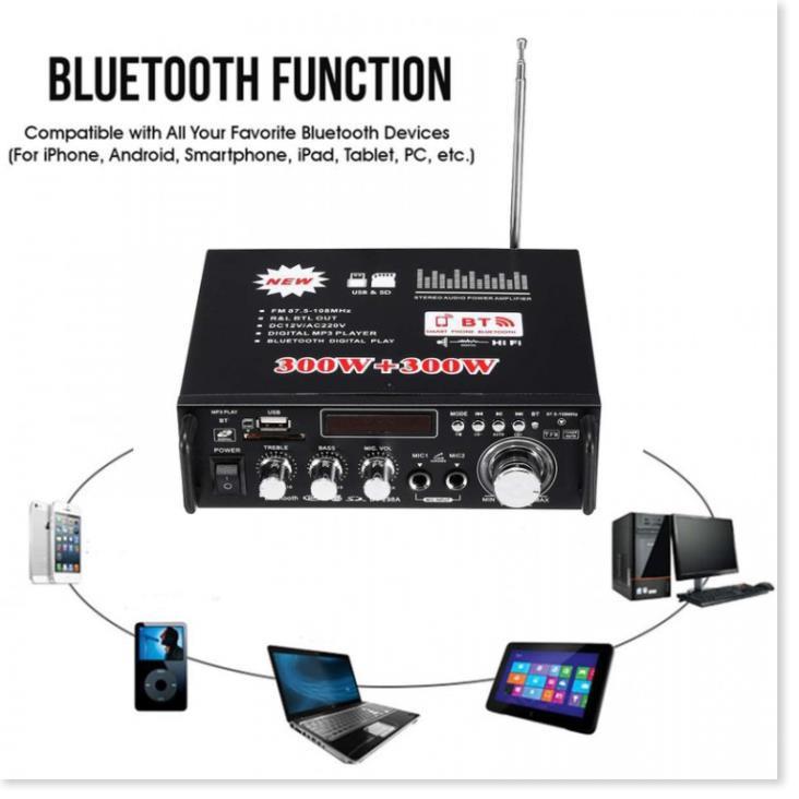 Amplifier Bluetooth FM Radio Car Home 600W -  Ampli Mini Loa Amly Bluetooth BT309A 800W Cao Cấp Loại Tốt