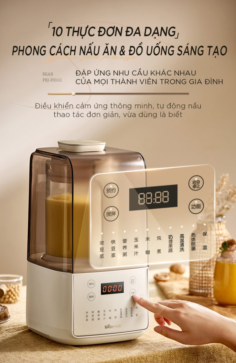 Máy làm sữa hạt Bear PBJ- F01G1 (HB-5H01K52) Màu Kem -  Hàng Chính Hãng