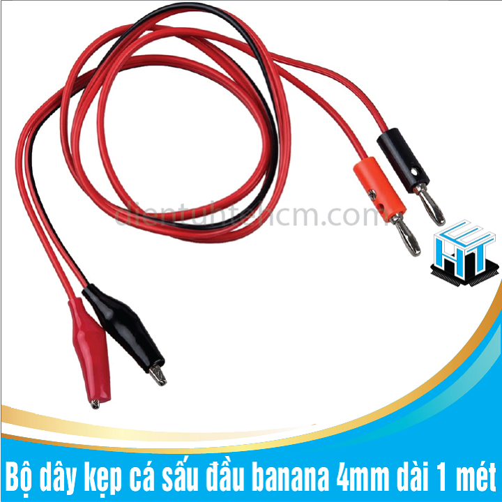 Bộ dây kẹp cá sấu đầu banana 4mm dài 1 mét