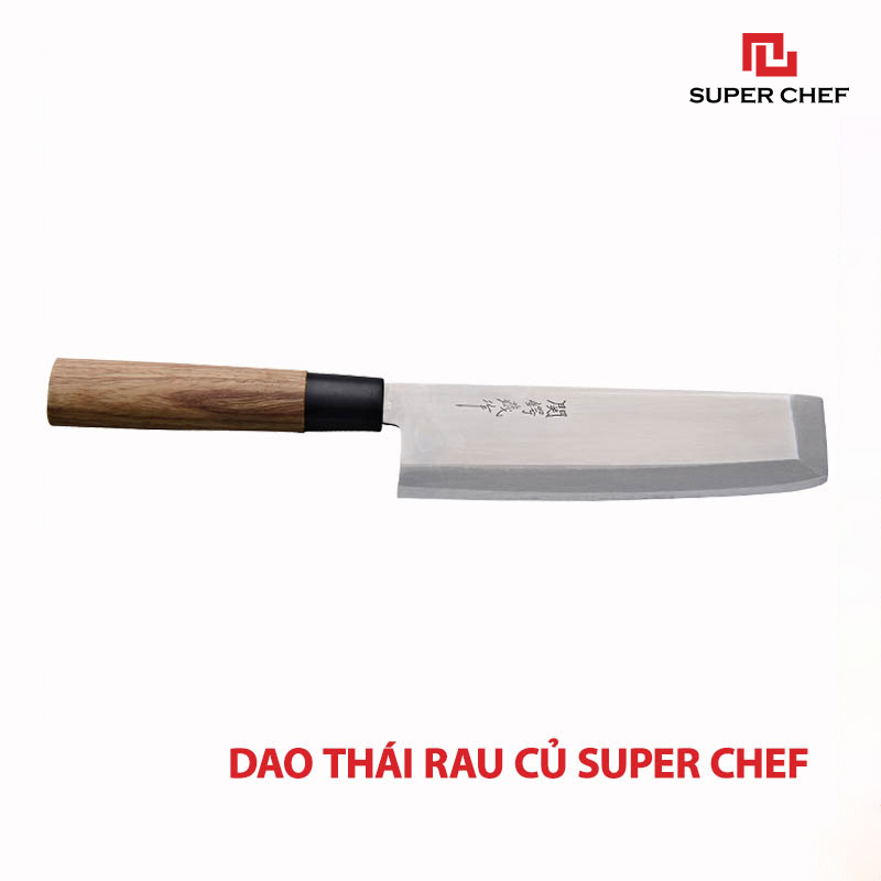 Dao Thái Rau Củ Quả Cán Gỗ Chính Hãng Super Chef Chuẩn Dao Nakiri Nhật Cao Cấp Siêu Sắc Bén, Lâu Cùng Bằng Thép Không Gỉ, Không Ăn Mòn An Toàn Sức Khỏe, Siêu Tiện Lợi ( Lưỡi dài 16.5cm)