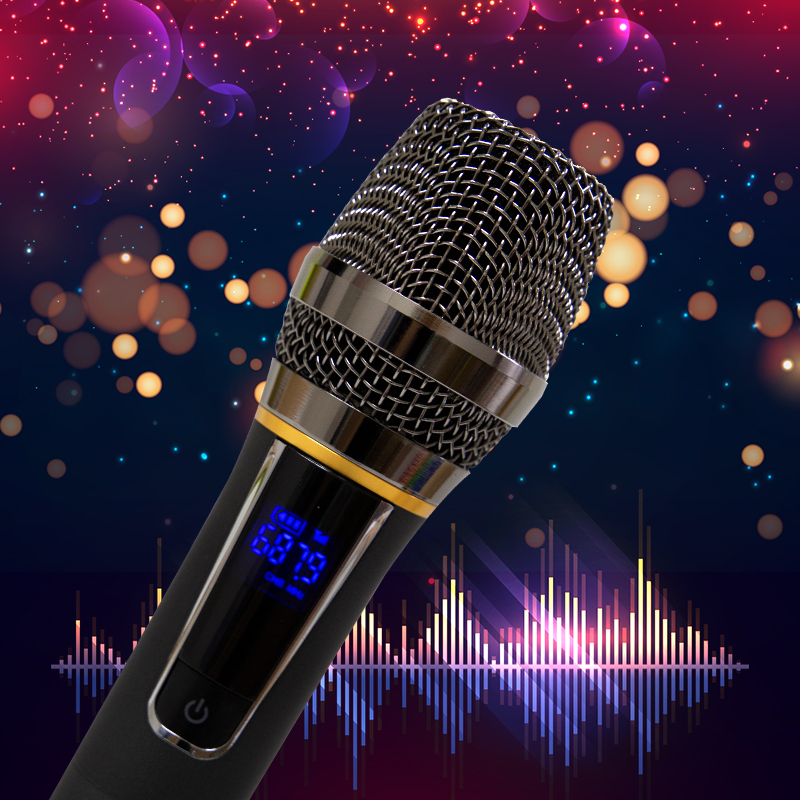 Trọn Bộ 2 Micro Hợp Kim Sang Trọng, Màu Xám Model MU01, Hát Karaoke Cựa Hay, Cực Nhẹ, Dễ Dàng Sử Dụng Cùng Với Đầu Thu Mini - Chính Hãng