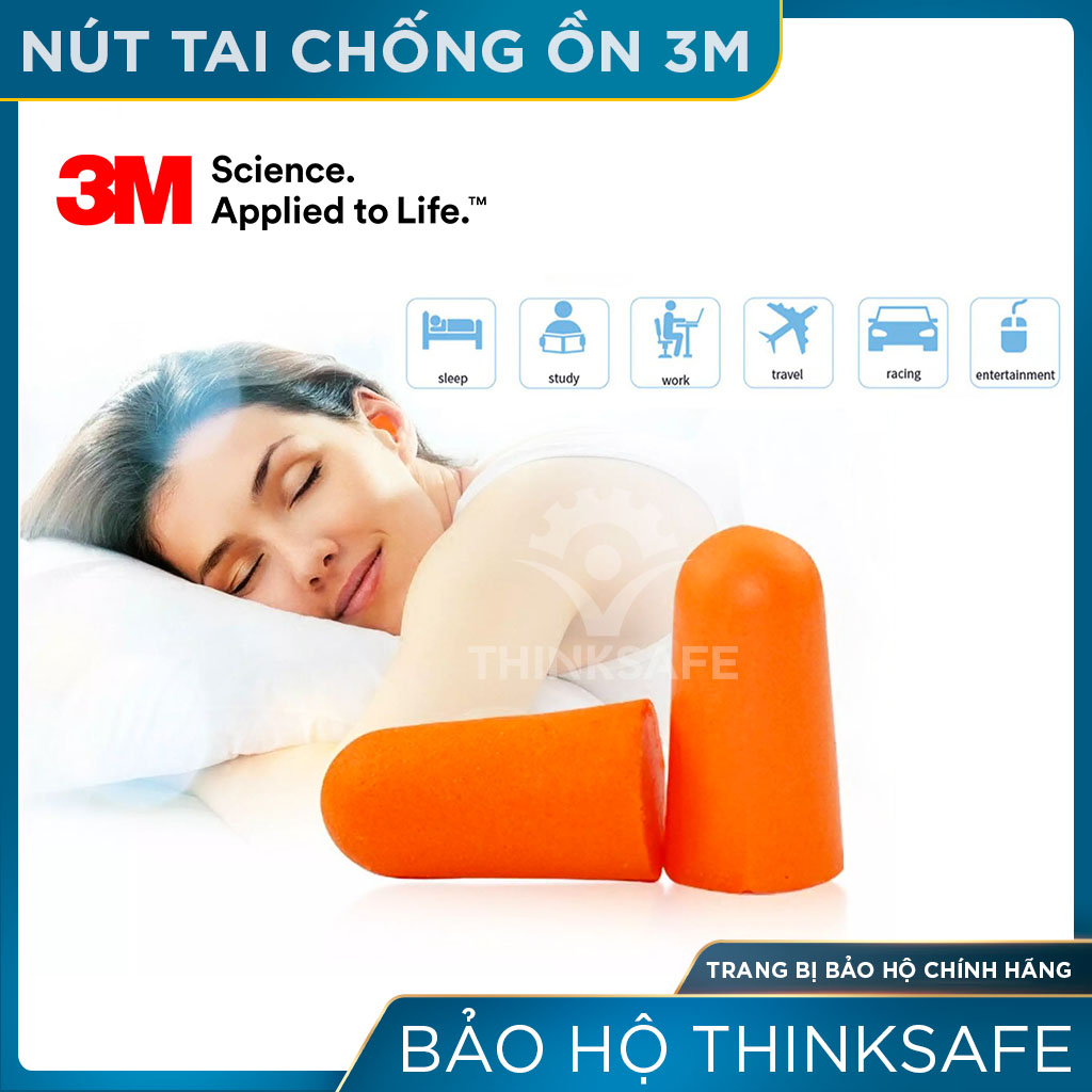 Nút tai chống ồn 3M 1100 cấu tạo từ PU xốp, mềm, nhét tai chống ồn đạt chỉ số NRR 29dB