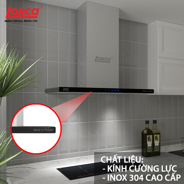Máy hút mùi chữ T LORCA TA 6007P - Hàng Chính Hãng Nhập Khẩu Ba Lan Êm Ái Tiết Kiệm Điện Sức Hút Mạnh