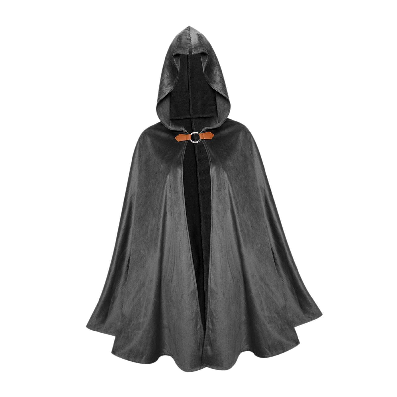 Hooded Cloak Steampunk with Hook Halloween Cloak for Adults Women Men Unisex