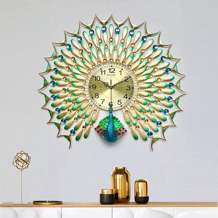 Đồng hồ treo tường GCLOCK loại to KT 68X75  cao cấp làm từ kim loại sơn tĩnh điện chạy máy kim trôi chuẩn