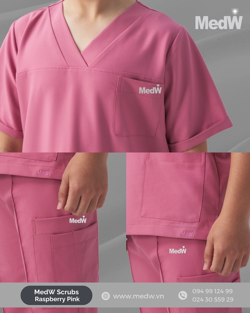 MedW Zeus Scrubs Y Tế (Nam) Pink Carol Hồng San Hô Trang Phục Bác Sĩ Thẩm Mỹ, Da Liễu, Nha Sĩ, Điều Dưỡng Sản Nhi Cotton Mềm Như Lụa Không Bám Dính, Không Nhăn Thiết Kế Pháp Xếp Ly Giữ Dáng Suông Vận Động Tự Do. Thêu Tên Logo