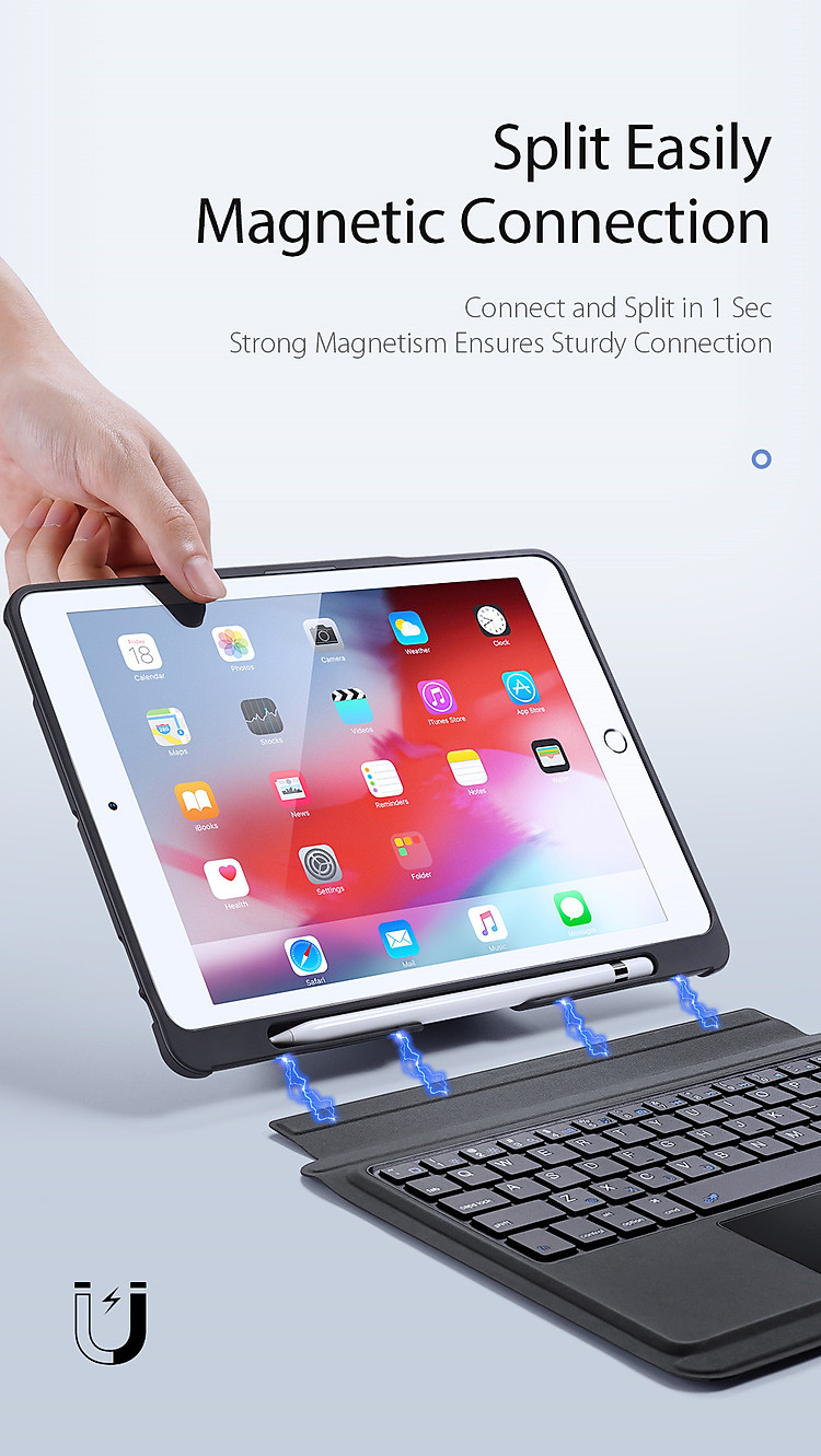 Bao da dành cho iPad Gen 9 2021 kèm bàn phím bluetooth có bàn di chuột Magic Keyboard TouchPad hãng Nillkin - Hàng nhập khẩu