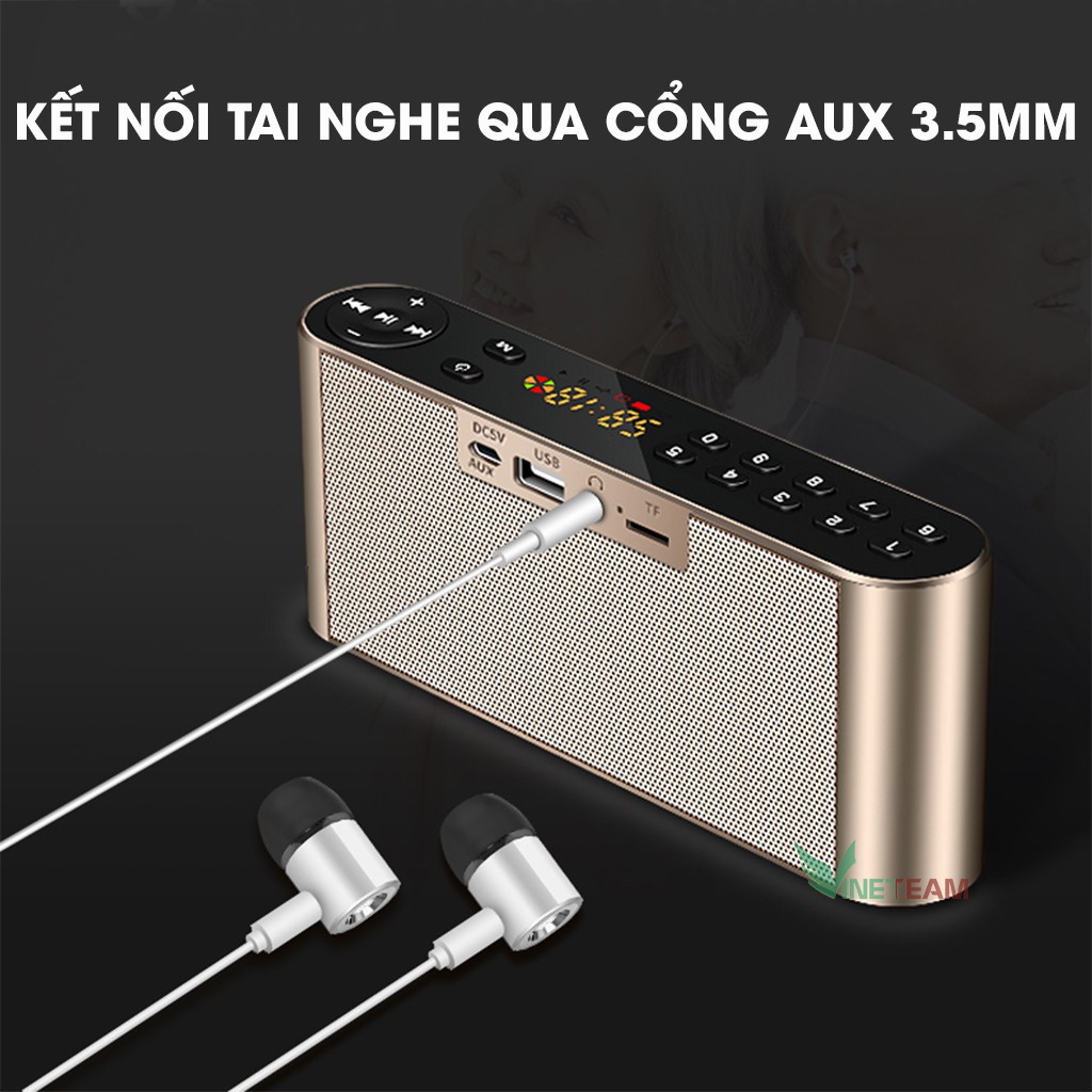 Loa bluetooth không dây Q8 âm thanh hifi 360 độ bass cực mạnh hỗ trợ thẻ TF, USB, FM Radio - hàng chính hãng Vinetteam