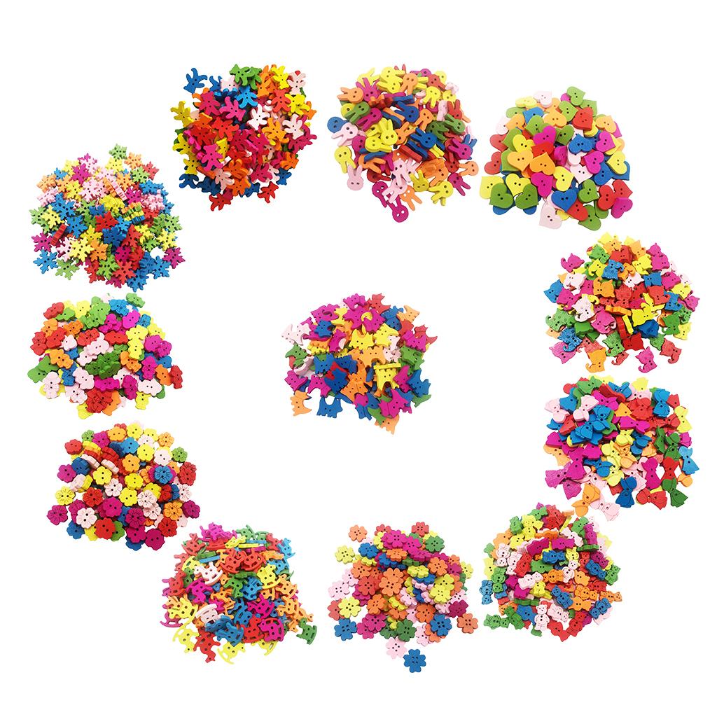 100pcs Sweet Love Heart Wood Buttons 17 x 20mm Sewing Buttons for Cardmaking